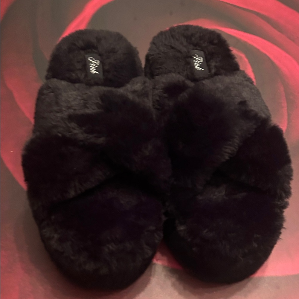Pink Victoria secret Cozy Black platform Women's Slippers